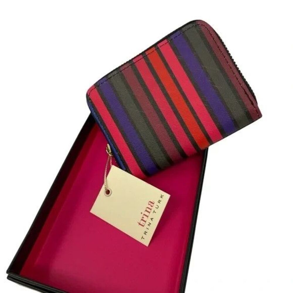 Trina Turk Small Zip Around Wallet Multicolored Stripe NWT Retail $38 - Picture 2 of 9